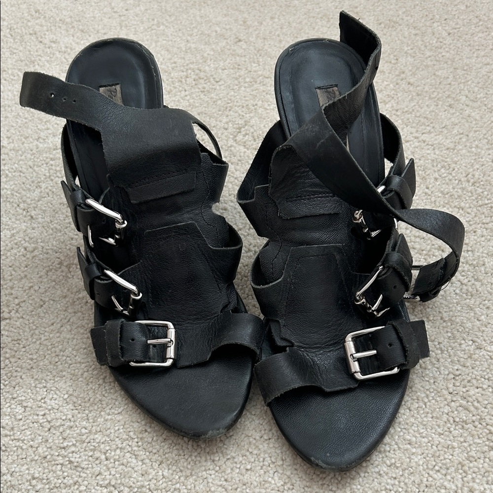 Chic Black Buckle Strap Women's Sandals